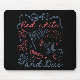 Retro Red White And Due Funny Pregnancy Reveal 4th Mouse Pad