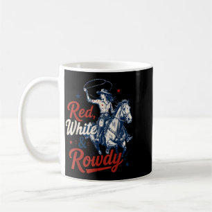 Retro Red White And Rowdy 4th Of July Rodeo Coffee Mug