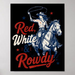 Retro Red White And Rowdy 4th Of July Rodeo Poster