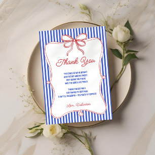 Retro Red White & Blue All American Girl Birthday Thank You Card