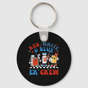 Retro Red White Blue Er Crew Emergency Room 4th Of Key Ring