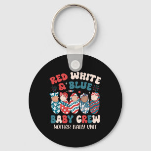 Retro Red White Blue Key Ring
