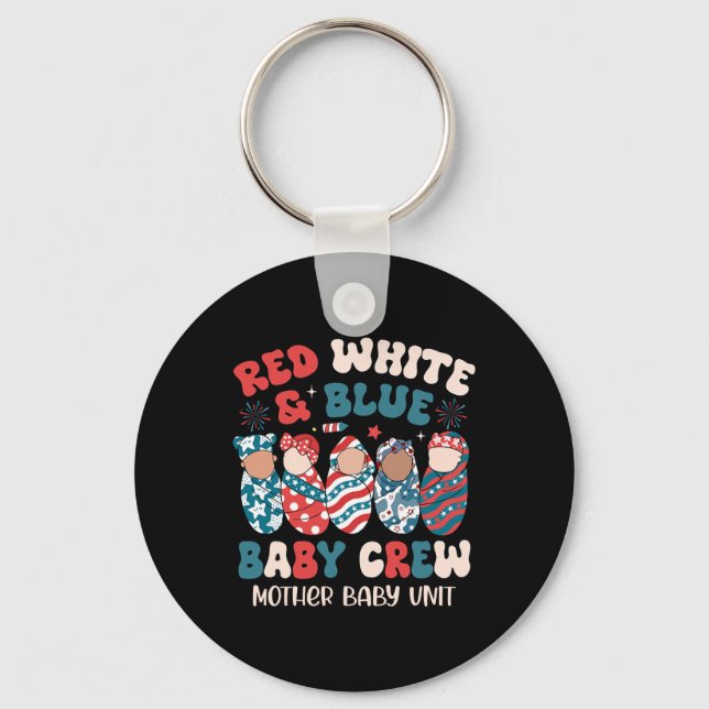Retro Red White Blue  Key Ring (Front)