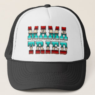 Retro Red White Blue Mama Tried Trucker Hat