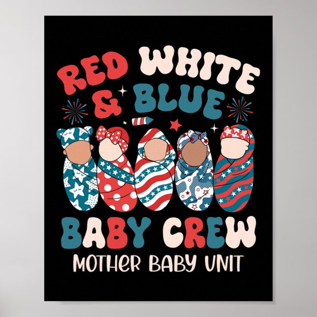 Retro Red White Blue  Poster (Front)