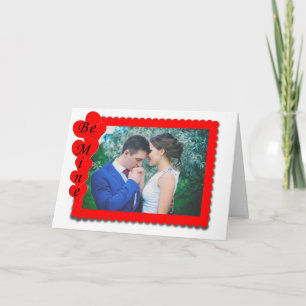 Retro Red White Frame Valentine Custom Photo Holiday Card