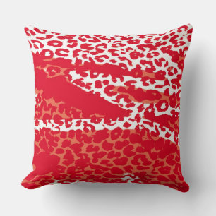 Retro Red White Leopard Print Skin Cushion