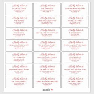 Retro Red & White Wedding Guest Address Labels