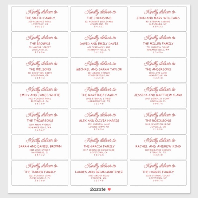 Retro Red & White Wedding Guest Address Labels (Sheet)