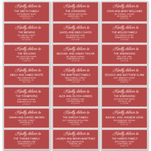 Retro Red & White Wedding Guest Address Labels