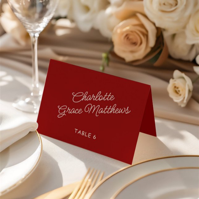 Retro Red & White Wedding Guest Name Place Card (Retro Red & White Wedding Guest Name Place Card)