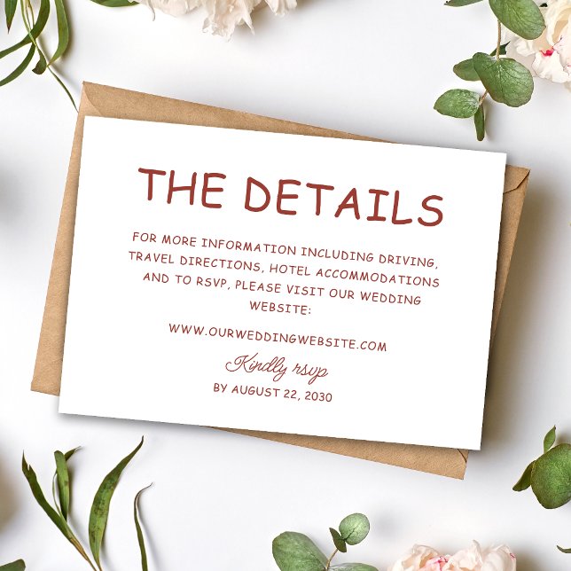 Retro Red & White Wedding Information Enclosure Card (Retro red and white wedding enclosure cards organize important details with vintage charm.)