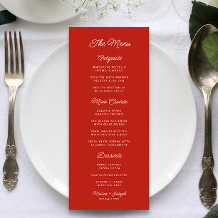 Retro Red & White Wedding Menu