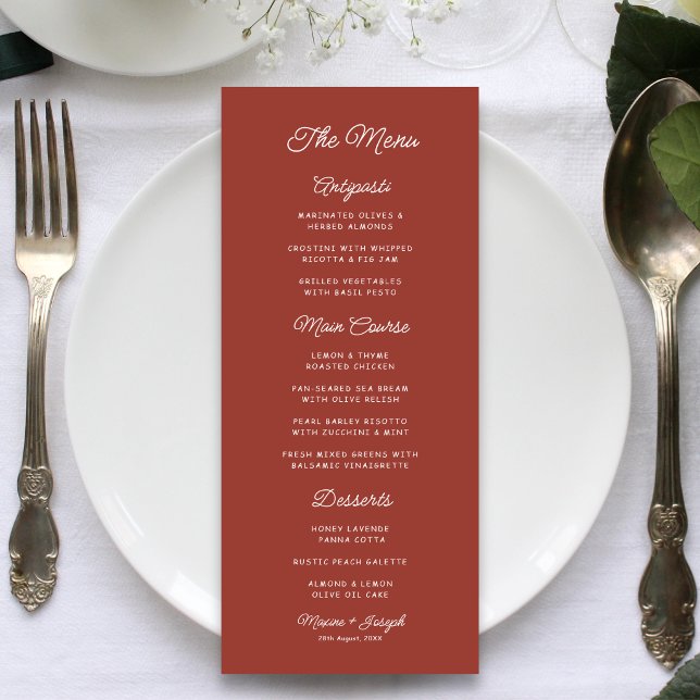 Retro Red & White Wedding Menu (Retro red and white wedding menu creates a nostalgic feel for your reception tables.)