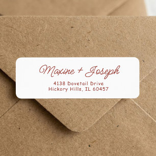 Retro Red & White Wedding Return Address Label