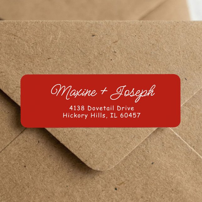 Retro Red & White Wedding Return Address Label (Retro red and white wedding return address label adds a charming touch to wedding mail.)