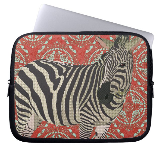 Retro Red Zebra Computer Sleeve (Front)