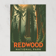 Retro Redwood Forest Deer
