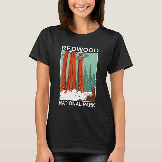 Retro Redwood National Park Outdoor Camping Souven T-Shirt (Front)