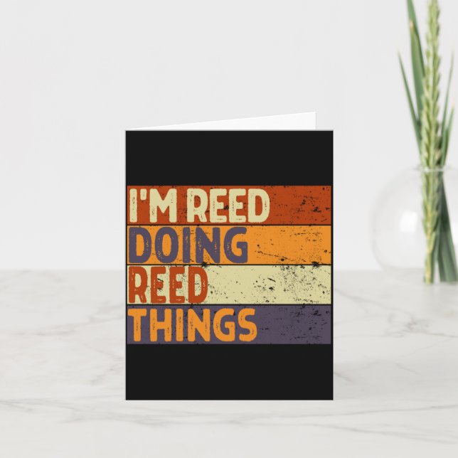 Retro Reed Doing Reed Things Funny Birthday Joke Card (Front)