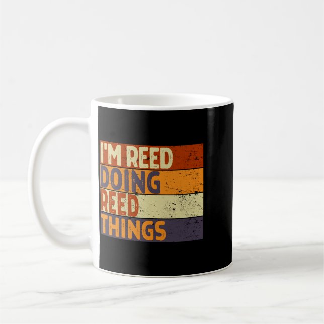 Retro Reed Doing Reed Things Funny Birthday Joke Coffee Mug (Left)