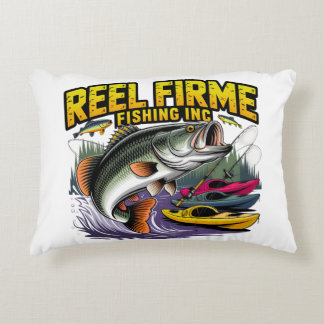 Retro "Reel Firme Fishing Inc" Bass & Kayak Lumbar Decorative Cushion