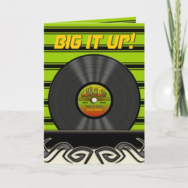 Retro Reggae Vinyl Record Personalised Cards (Front)