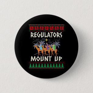 Retro Regulators Mount Up Camel Ugly Christmas Swe 6 Cm Round Badge