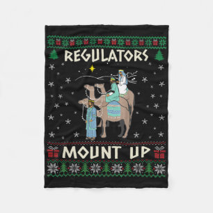 Retro Regulators Mount Up Camel Ugly Christmas Swe Fleece Blanket