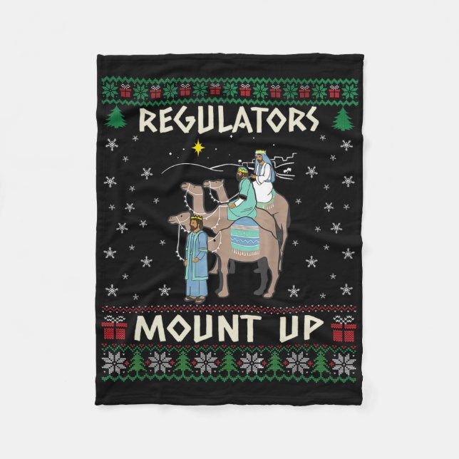 Retro Regulators Mount Up Camel Ugly Christmas Swe Fleece Blanket (Front)