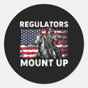 Retro Regulators Mount Up Funny Flag USA Cowboy Classic Round Sticker