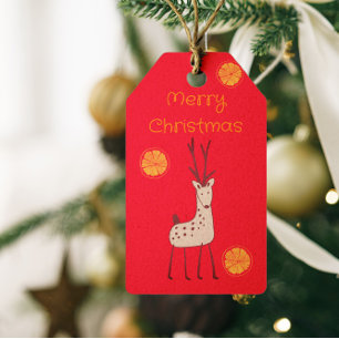 Retro Reindeer and Orange Slice Christmas  Gift Tags