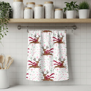 Retro Reindeer Atomic Mid Century Vintage Style Tea Towel
