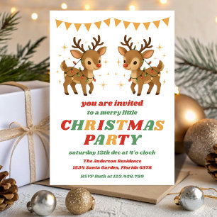 Retro Reindeer Editable Christmas Party Invitation