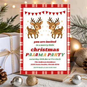Retro Reindeer Pajama Christmas Party Editable Invitation