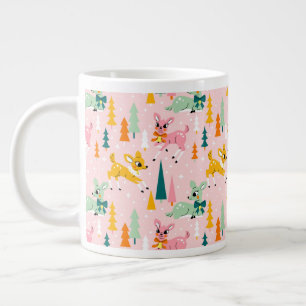 Retro Reindeer Wonderland Holiday Pattern Large Coffee Mug