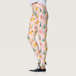 Retro Reindeer Wonderland Holiday Pattern Leggings