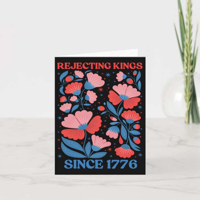 Retro Rejecting Kings Since 1776 Boho Floral Women Card (Front)