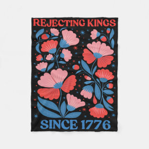 Retro Rejecting Kings Since 1776 Boho Floral Women Fleece Blanket