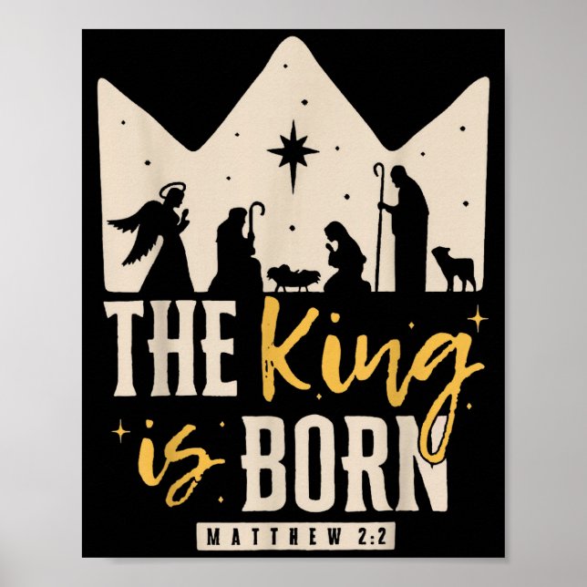 Retro Religious Christmas The King Is Born Christi Poster (Front)
