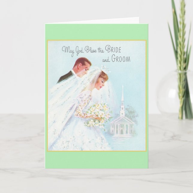 Retro Religious Wedding Greeting Card (Front)