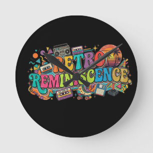 Retro Reminiscence T-Shirt Design Round Clock