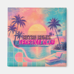 Retro Remix Neon Pastel Vintage Tropical Sunset Magnet