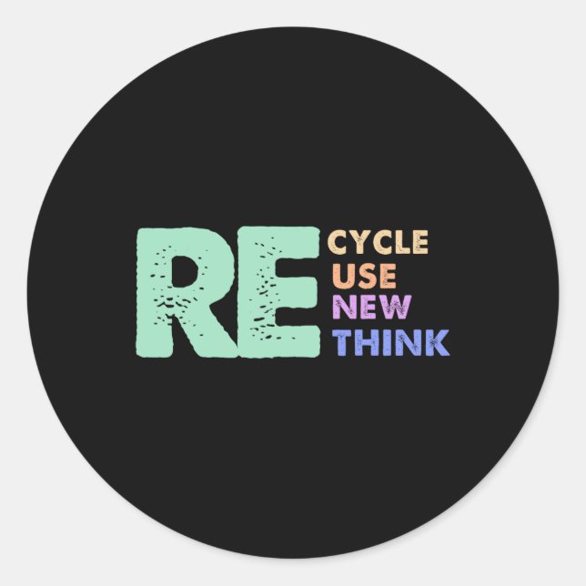 Retro Removed Meme Recycle Reuse Renew Rethink  Classic Round Sticker (Front)