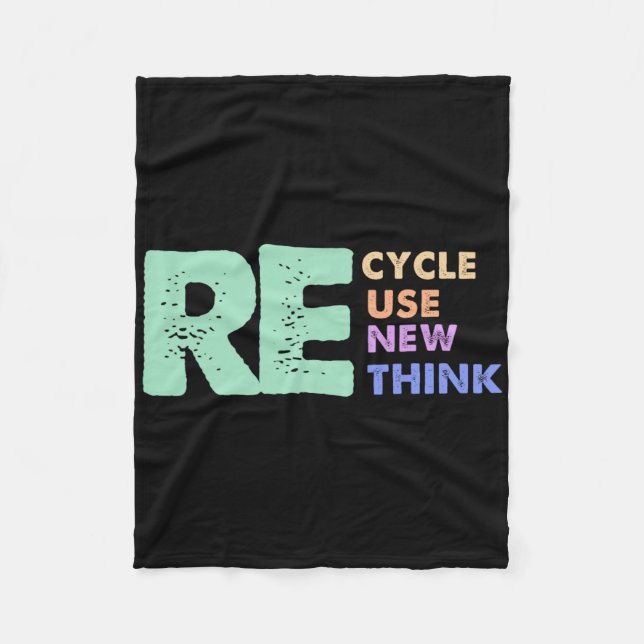 Retro Removed Meme Recycle Reuse Renew Rethink  Fleece Blanket (Front)