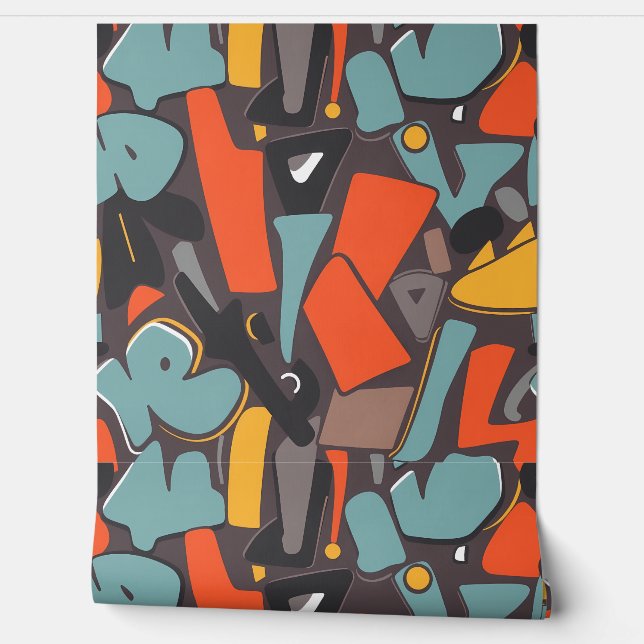 Retro Rendezvous: Mid-Century Modern Abstract Wallpaper (Unrolling)