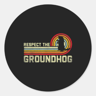 Retro Respect The Groundhog Woodchuck Animal Groun Classic Round Sticker