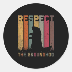Retro Respect The Groundhog Woodchuck Animal Groun Classic Round Sticker