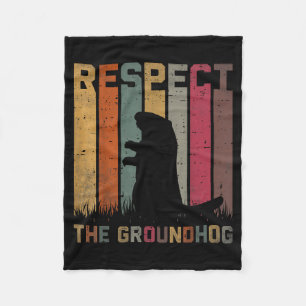 Retro Respect The Groundhog Woodchuck Animal Groun Fleece Blanket