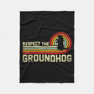 Retro Respect The Groundhog Woodchuck Animal Groun Fleece Blanket
